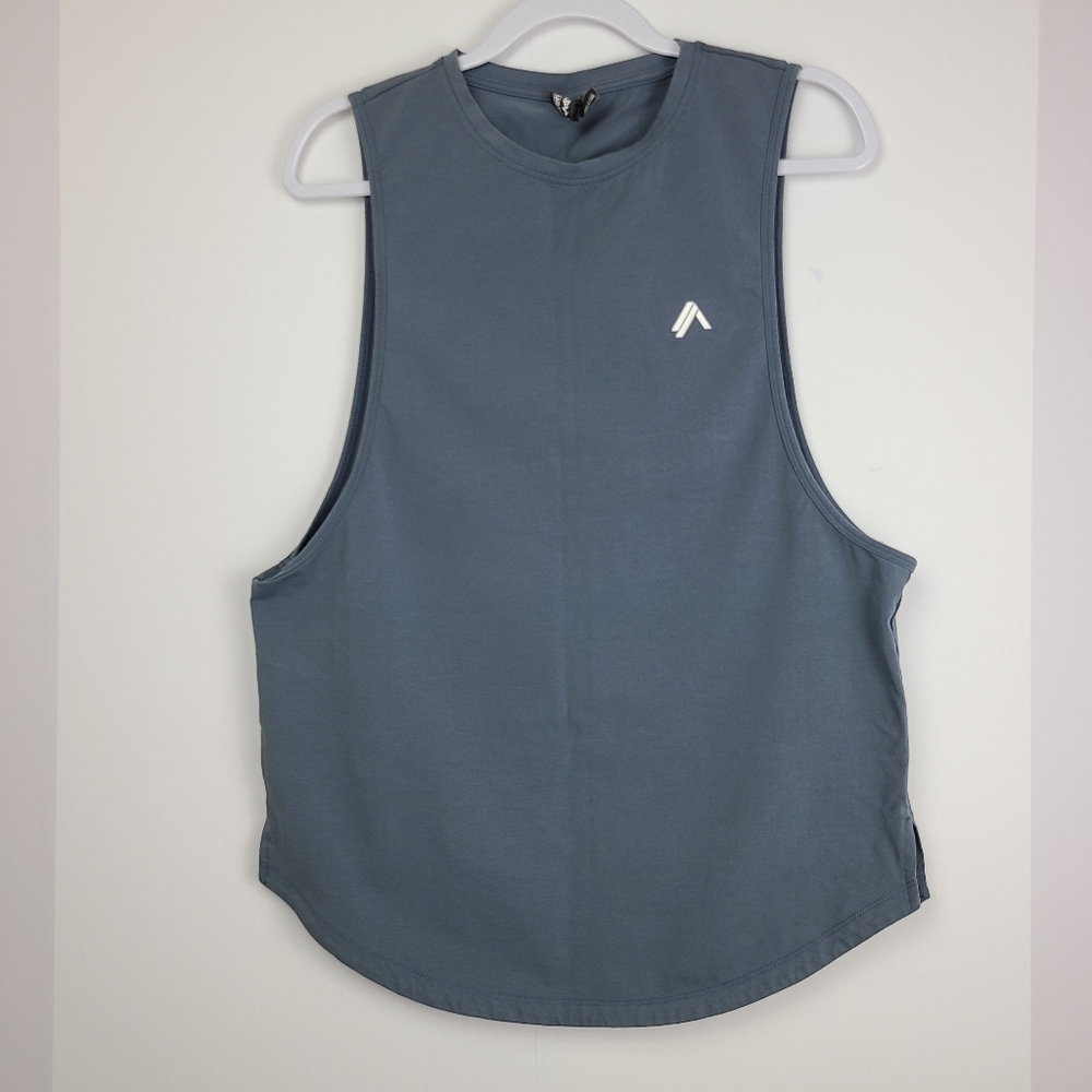Alphalete Men’s Gray Sleeveless Muscle Shirt Gym Tank Crewneck Size M Workout